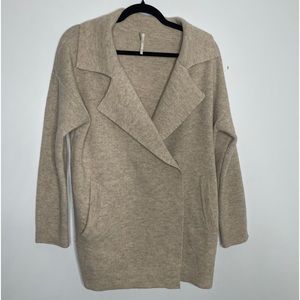 Free people oatmeal wool coat sweater double snap XS